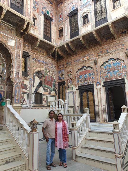 Haveli courtyard with elephant frescoes